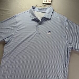 B Draddy Golf Polo Mens Large Blue Short Sleeve Performance Stretch Goat